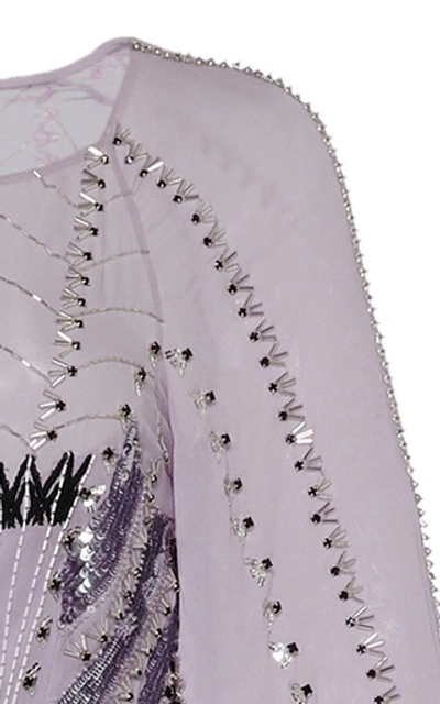 Shop Temperley London Queenie Studded Sequin-embellished Silk Gown In Purple