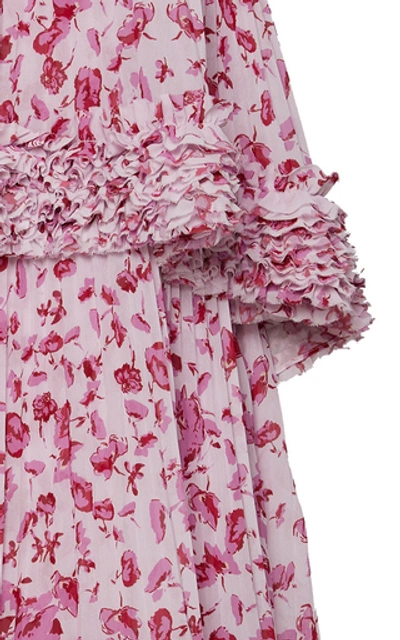Shop Amur Nicola Ruffle-trimmed Chiffon Maxi Dress In Print
