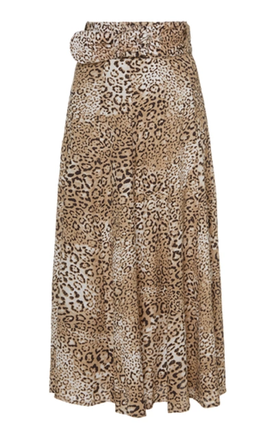 Shop Faithfull The Brand Luda Belted Leopard-print Crepe Midi Skirt In Animal