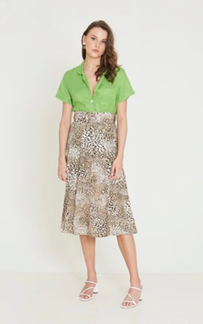 Shop Faithfull The Brand Luda Belted Leopard-print Crepe Midi Skirt In Animal