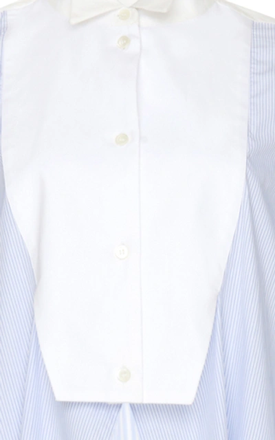 Shop Loewe Paneled Asymmetric Cotton-poplin Shirt In Stripe