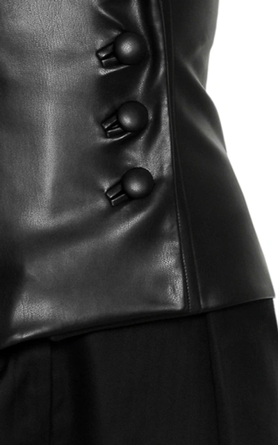 Shop Aleksandre Akhalkatsishvili High-rise Button-detailed Faux Leather Pan In Black