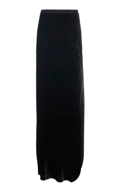 Shop Nili Lotan Azalea Velvet Maxi Skirt In Black