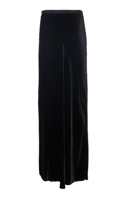 Shop Nili Lotan Azalea Velvet Maxi Skirt In Black