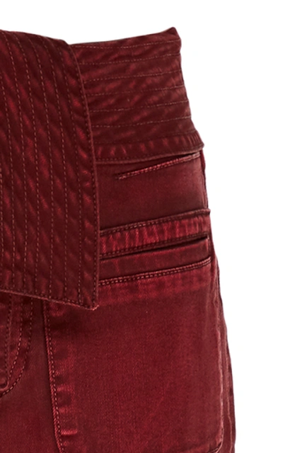 Shop Ulla Johnson Wade Belted High-waisted Wide-leg Jeans In Burgundy