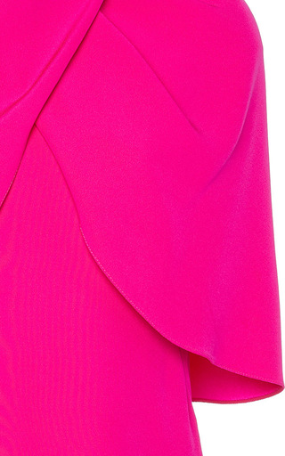 Brandon Maxwell Draped Cape-effect Silk-crepe Mini Dress In Bright Pink ...