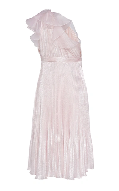Shop Giambattista Valli One-shoulder Silk-plissé Cocktail Dress In Pink