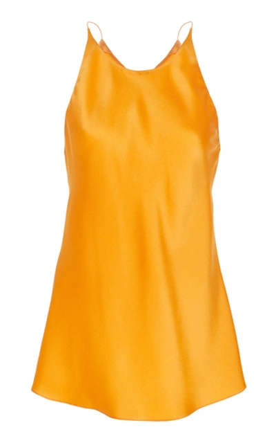 Shop Rosetta Getty Cross Back Satin Camisole In Orange