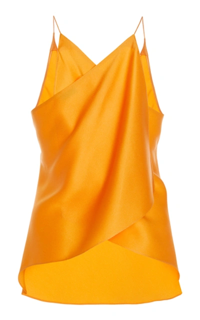 Shop Rosetta Getty Cross Back Satin Camisole In Orange