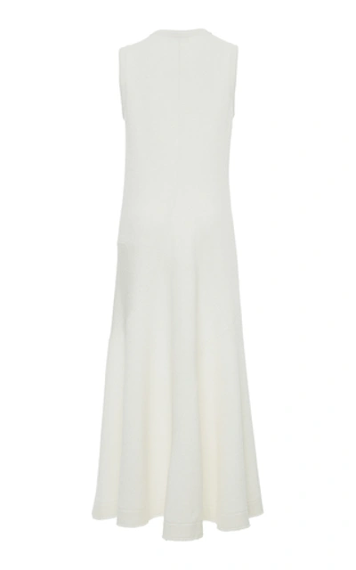 Shop Jil Sander Linen-blend Ribbed-knit Midi Dress In White