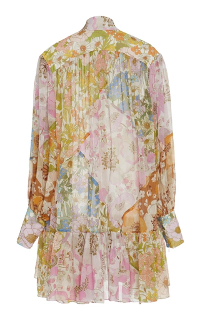 Shop Zimmermann Floral-print Silk-chiffon Mini Dress In Multi
