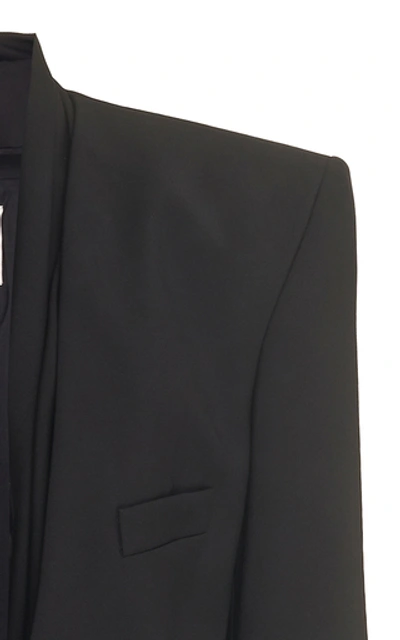Shop Tibi Scarf-detailed Cropped Crepe Blazer In Black