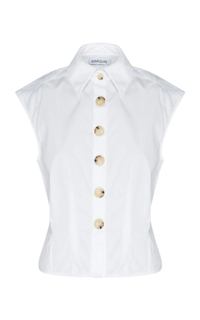 Shop Anna Quan Peta Cotton-poplin Top In White