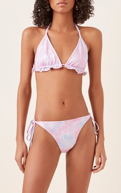 Shop Loveshackfancy Riviera Floral-print Bikini Set In Purple
