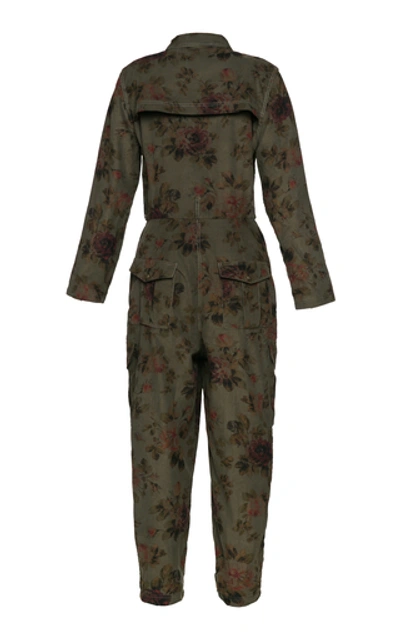 Shop Lena Hoschek Tackle The Garden Floral-print Cotton Jumpsuit