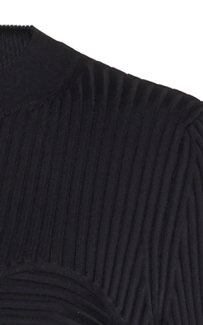 Shop Khaite Evlynne Ribbed-knit Cotton Dress In Black