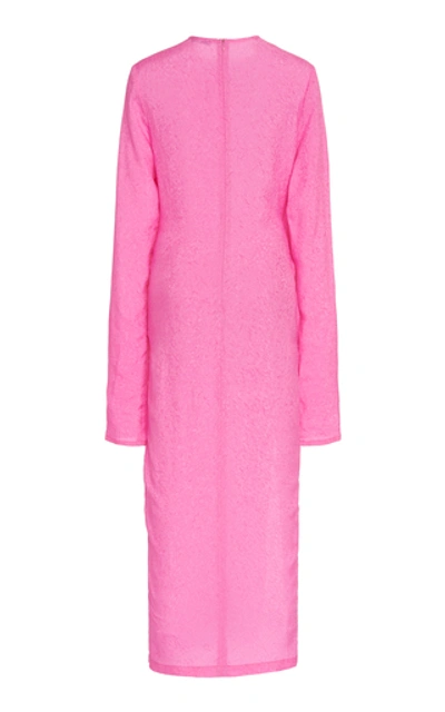 Shop Atoir Paris Tie-front Jacquard Midi Dress In Pink