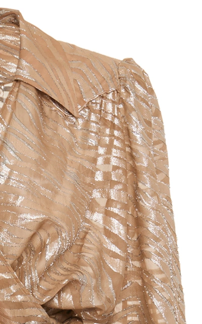 Shop Dundas Metallic Tiger-embellished Silk-blend Blouse