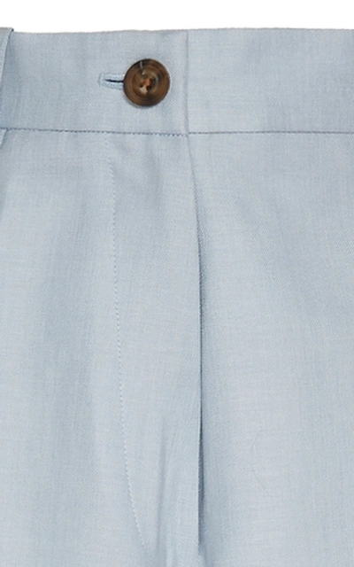 Shop Bouguessa Classic Twill Wide-leg Pants In Blue