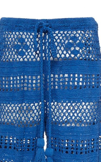 Shop Akoia Swim Lilou Crocheted Cotton Wide-leg Pants In Blue