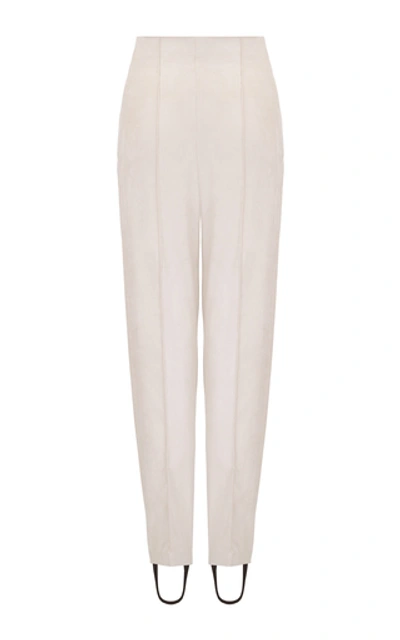 Shop Amal Al Mulla Ivory Suede Fitted Crop Pants In Neutral