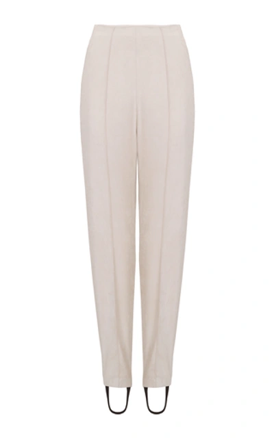 Shop Amal Al Mulla Ivory Suede Fitted Crop Pants In Neutral