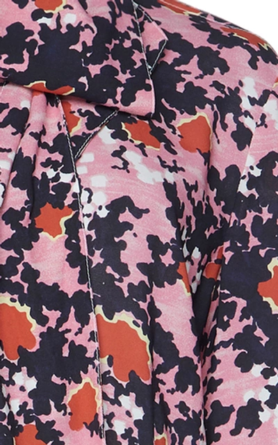 Shop Marni Asymmetric Floral Midi Dress In Pink