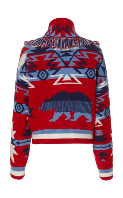 Shop Alanui Cali Star Cardigan Bomber Jacket In Multi