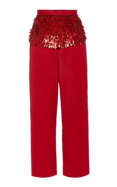 Shop Rachel Comey Divide Embellished Pleated Wool Pants In Red