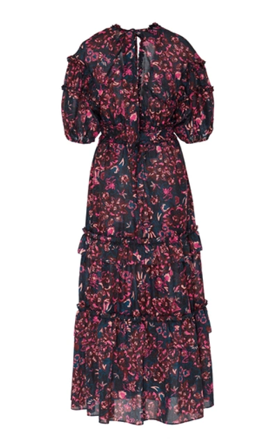 Shop Ulla Johnson Women's Amora Floral-print Cotton-blend Midi Dress In Navy