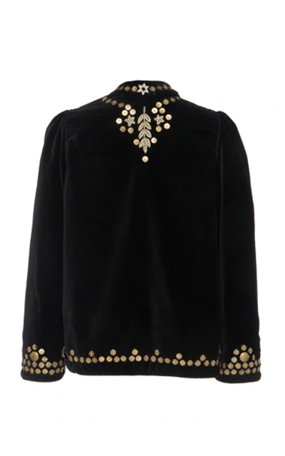 Shop Alix Of Bohemia Limited Edition Penelope Hand-embroidered Cotton Velve In Black