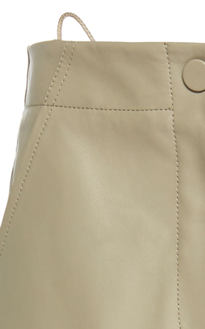 Shop Petar Petrov Ria Leather Midi Skirt In White