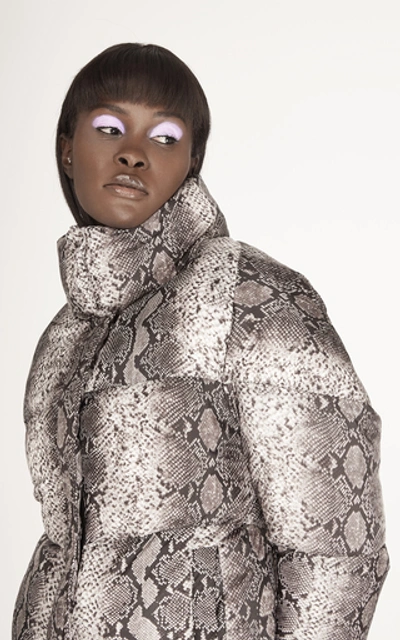 Shop Apparis Jamie Snake-effect Shell Puffer Coat In Grey