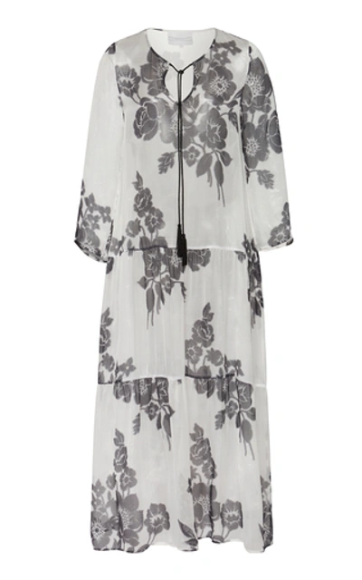 Shop Marie France Van Damme Printed Silk Maxi Dress In Floral