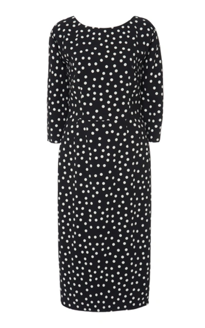 Shop Dolce & Gabbana Polka-dot Stretch-crepe Midi Dress In Print