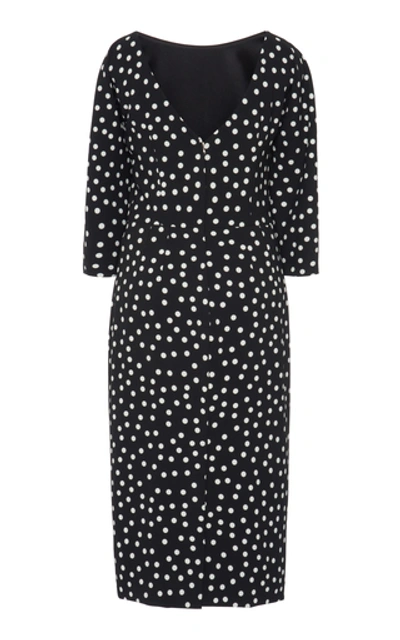 Shop Dolce & Gabbana Polka-dot Stretch-crepe Midi Dress In Print