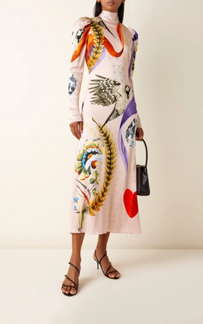 Shop Temperley London Clementina Printed Silk Dress In Pink