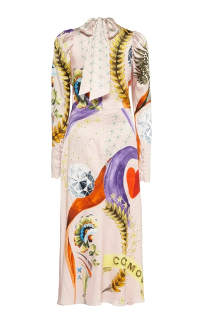 Shop Temperley London Clementina Printed Silk Dress In Pink