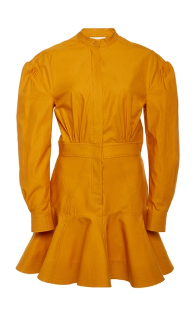 Shop Acler Lewis Cotton Mini Shirt Dress In Gold