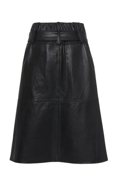 Shop Proenza Schouler White Label Belted Leather Midi Skirt In Black