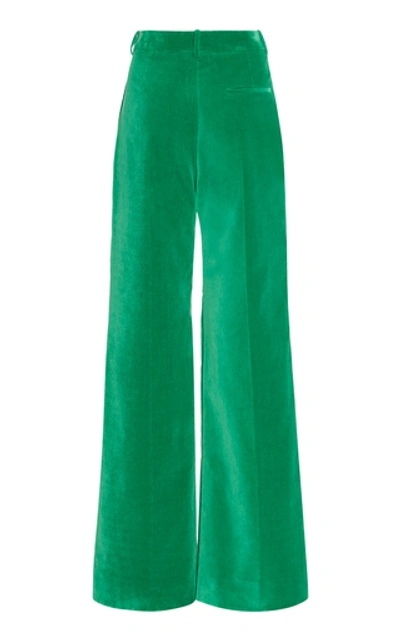 Shop Victoria Beckham Velvet Wide-leg Trouser In Green