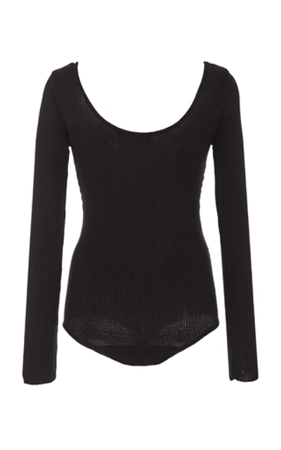 Shop Andres Otalora Celia Cotton Blend Bodysuit In Black