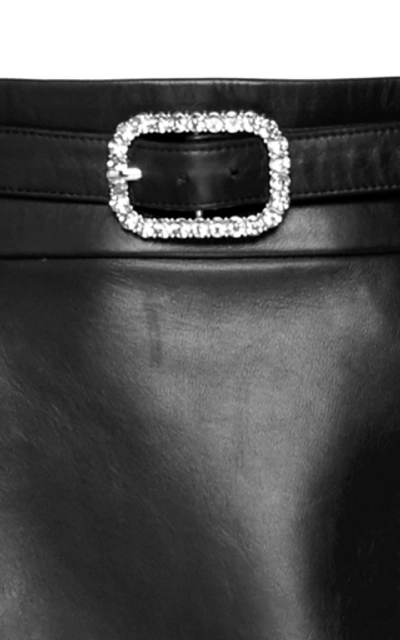 Shop Alexandre Vauthier Embellished Belted Leather Mini Skirt In Black
