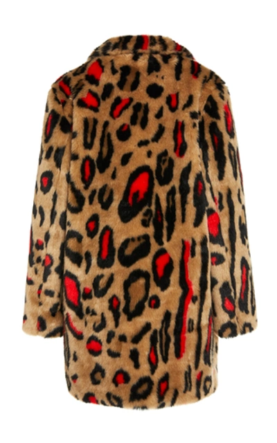 Shop Apparis Ness Printed Faux Fur Coat In Red