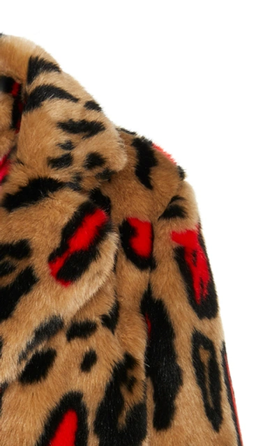 Shop Apparis Ness Printed Faux Fur Coat In Red