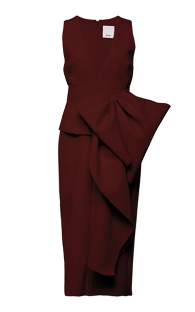 Shop Acler Mancroft V-neck Folded Stretch-crepe Dress In Burgundy