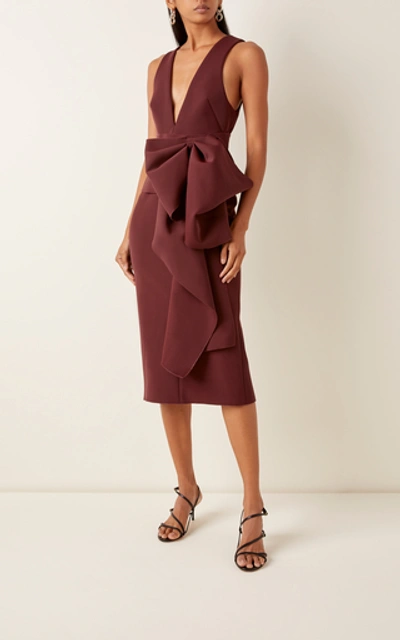 Shop Acler Mancroft V-neck Folded Stretch-crepe Dress In Burgundy