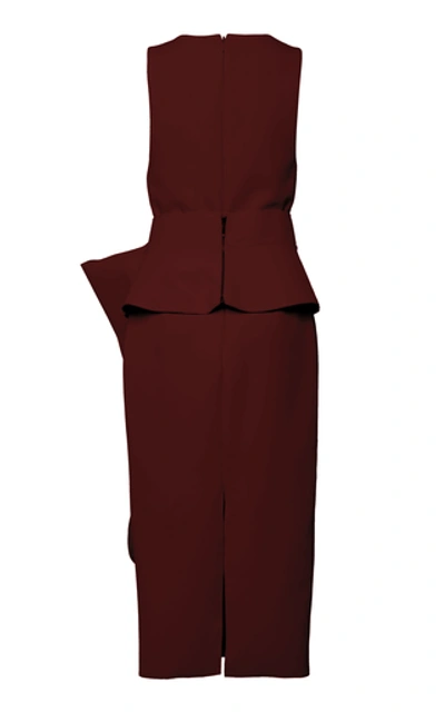 Shop Acler Mancroft V-neck Folded Stretch-crepe Dress In Burgundy