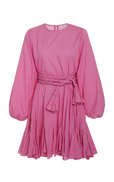 Shop Rhode Ella Belted Cotton Mini Dress In Pink