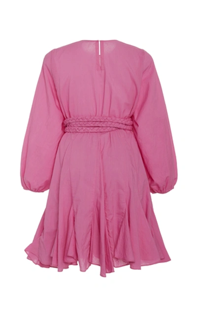 Shop Rhode Ella Belted Cotton Mini Dress In Pink